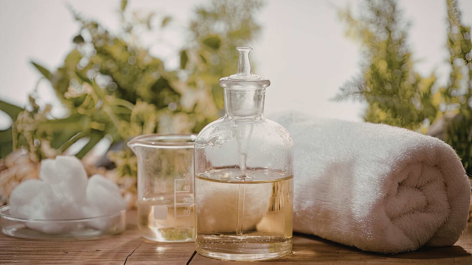 Ayurveda oils and wellness setup